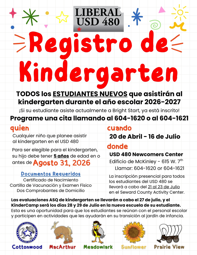 Kindergarten Registration 2026 - Spanish