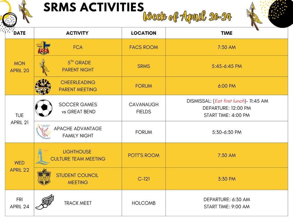 Activities of the Week for SRMS
