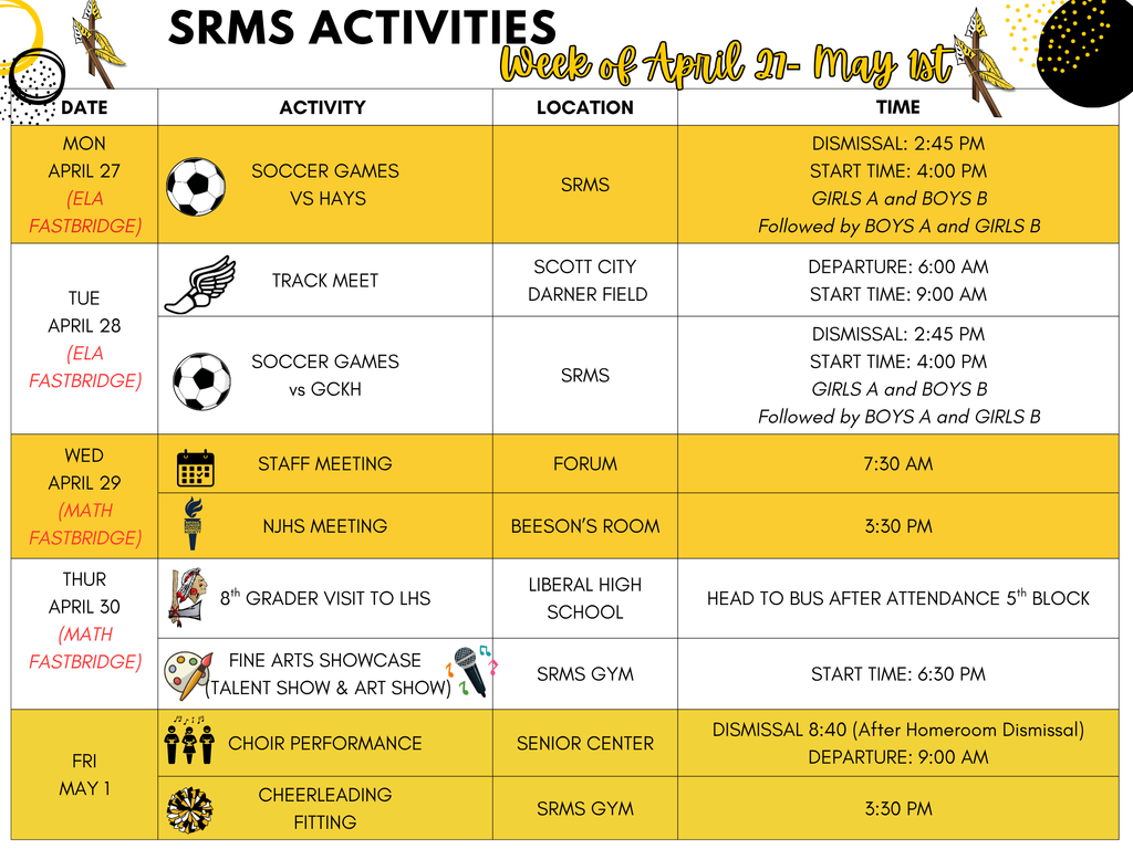 Activities of the Week April 27-May 1