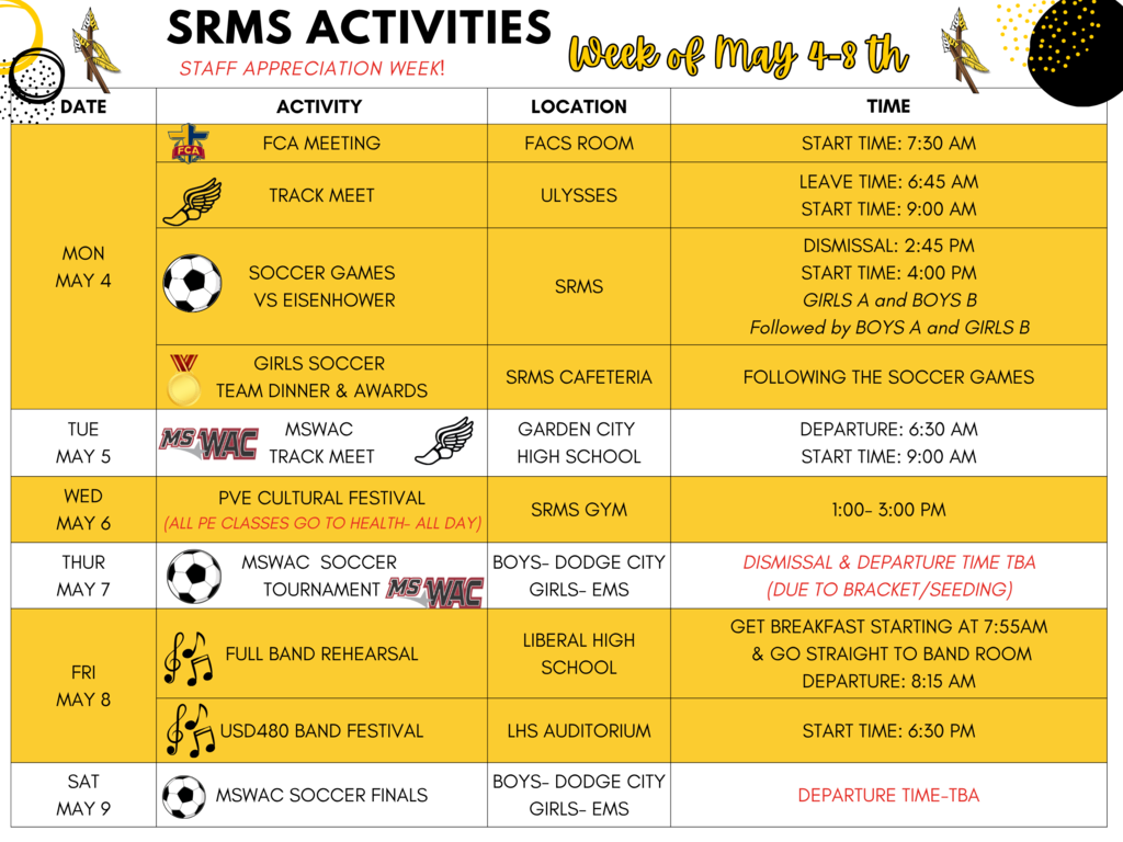 SRMS Week of May 4