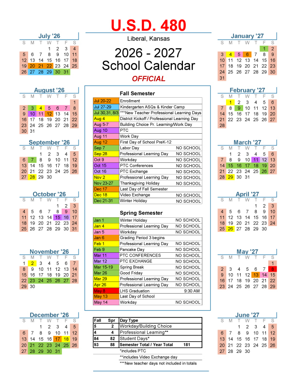 2026-2027 USD 480 Academic Calendar - English
