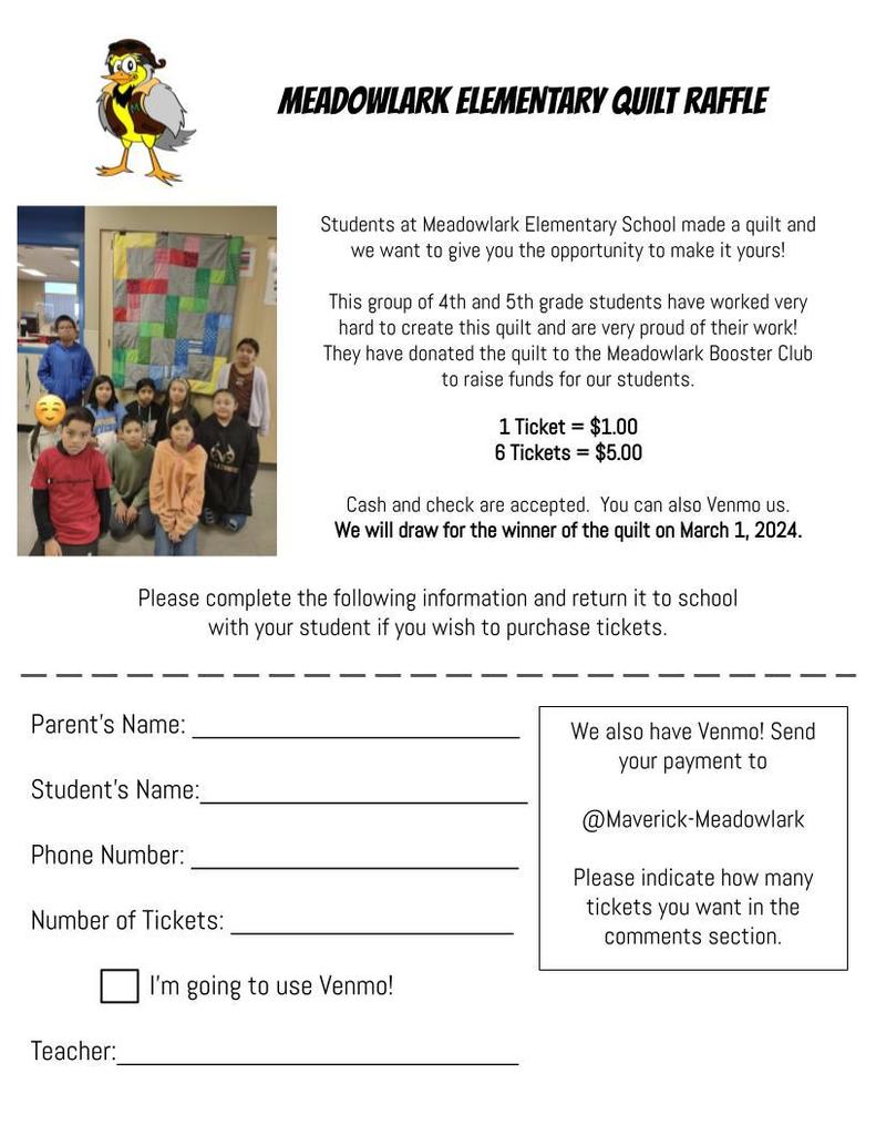 Meadowlark Quilt Raffle - English