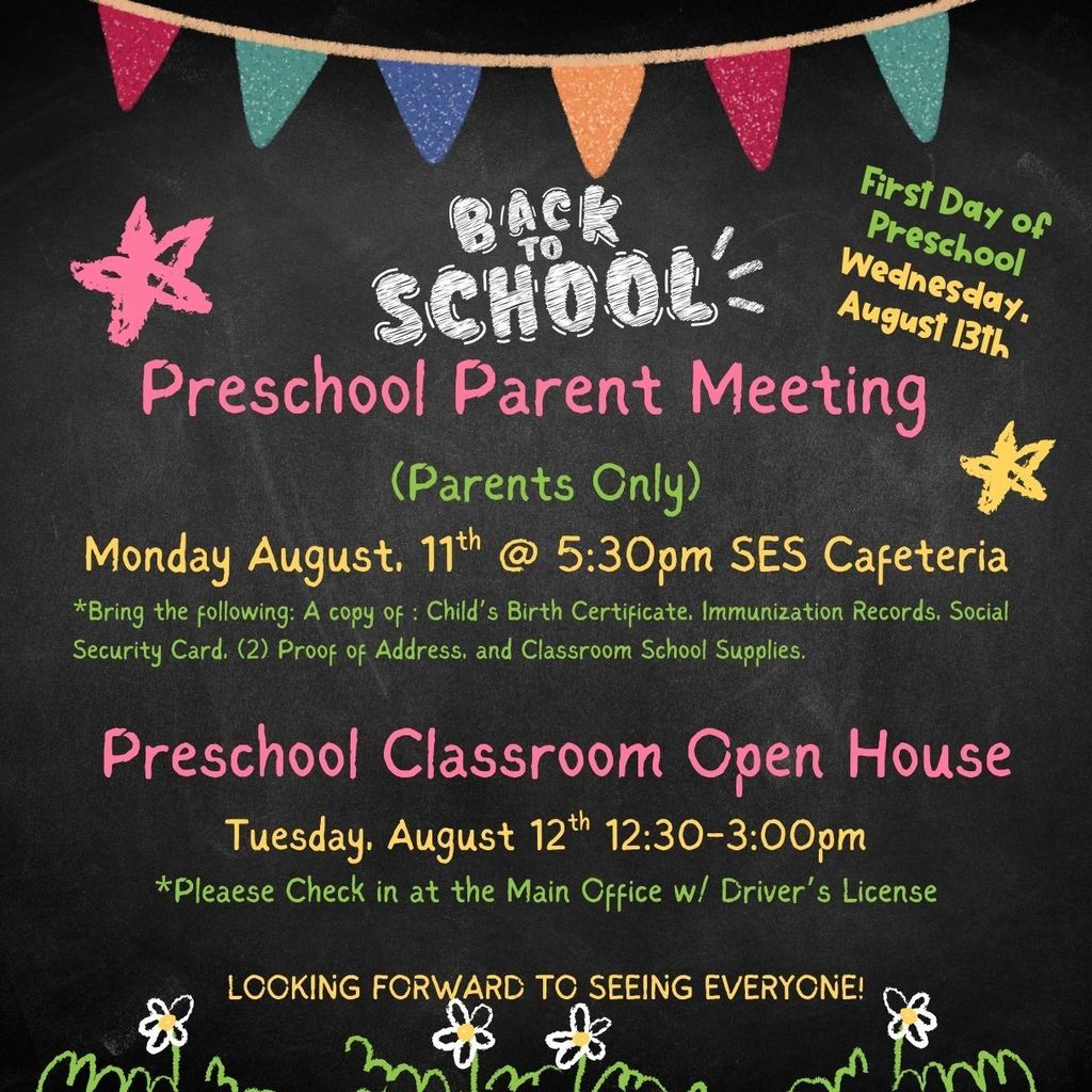 Preschool dates