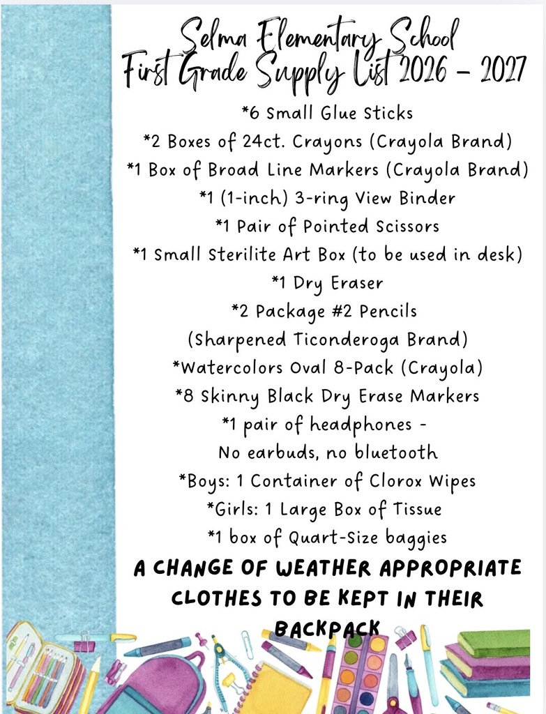 1st grade supply list