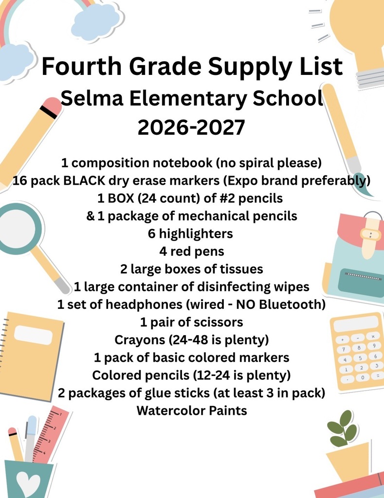 4th Grade Supply List