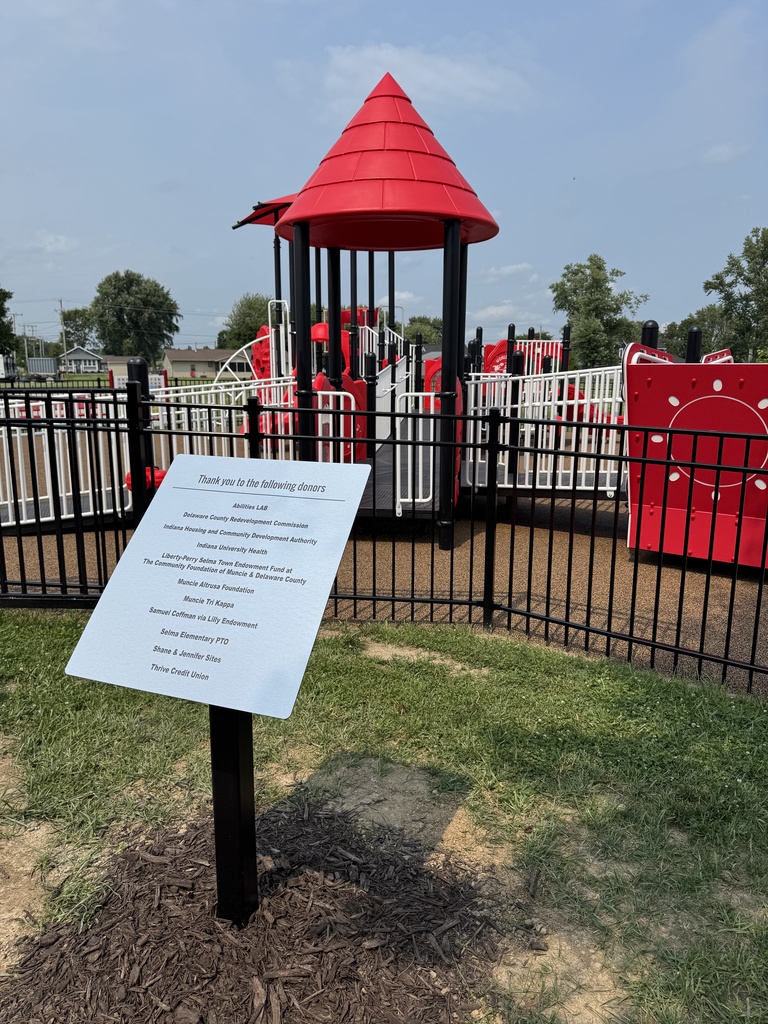Donor recognition sign in front of the playground
