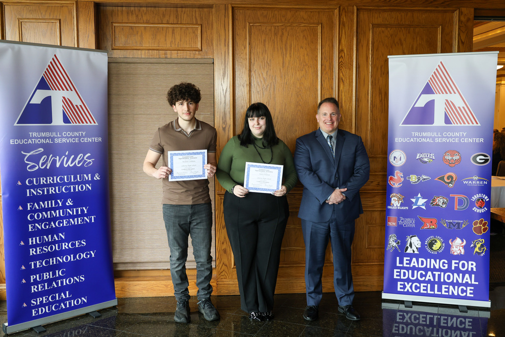Last week, Zaid Amireh, Nicholas Callihan, Haley Holland, Jacob Levin, and Blake Myers were recognized at the Trumbull County Honors Breakfast, sponsored by the Trumbull County Educational Service Center and the Trumbull County Superintendents Association. In addition, Nyona Baldwin was honored as our Franklin B. Walter Award nominee, recognizing her exceptional academic performance, leadership, and commitment to success. These outstanding students were recognized for their academic achievement as part of the Honors student recognition program, highlighting their hard work, dedication, and commitment to excellence.