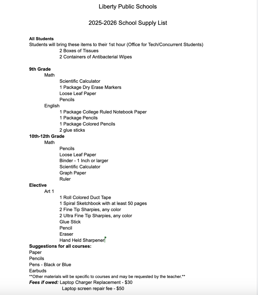 Supply List