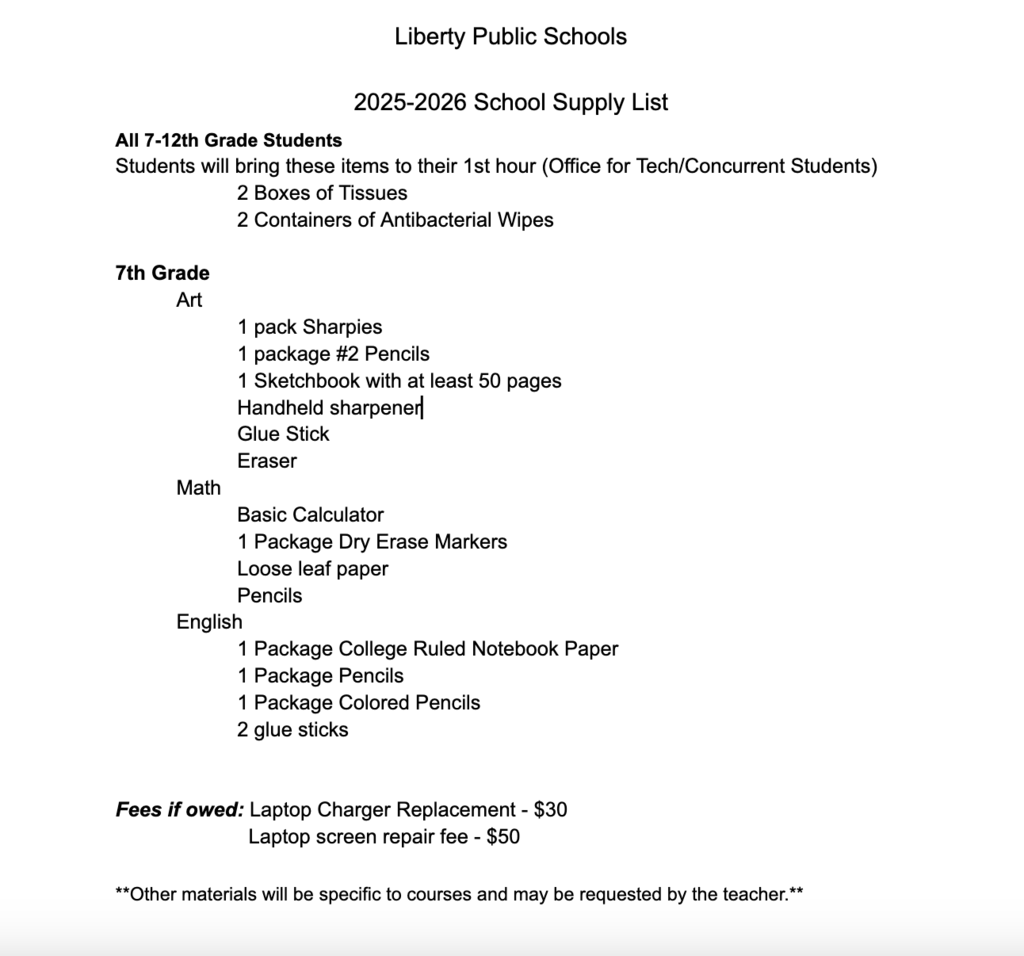 Supply List