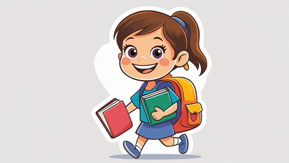 Cartoon Student walking to school