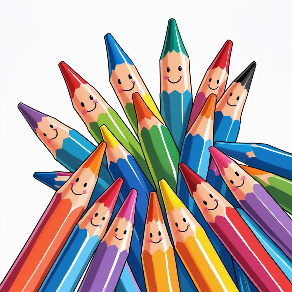 Smiling colored pencils