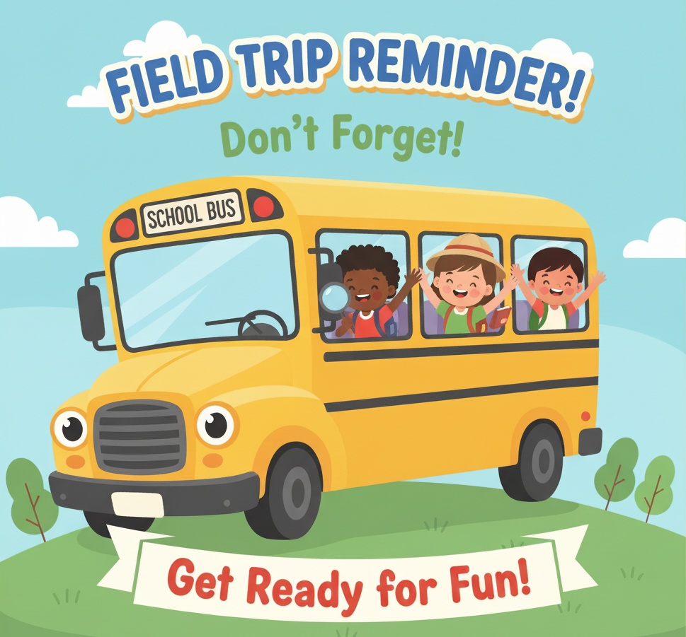 Cartoon Graphic announcing a field trip