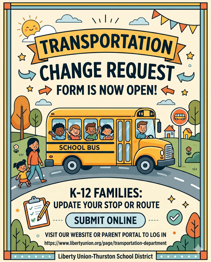 A flyer annoucing the opening of the 26-27 Transportation Change Request Form