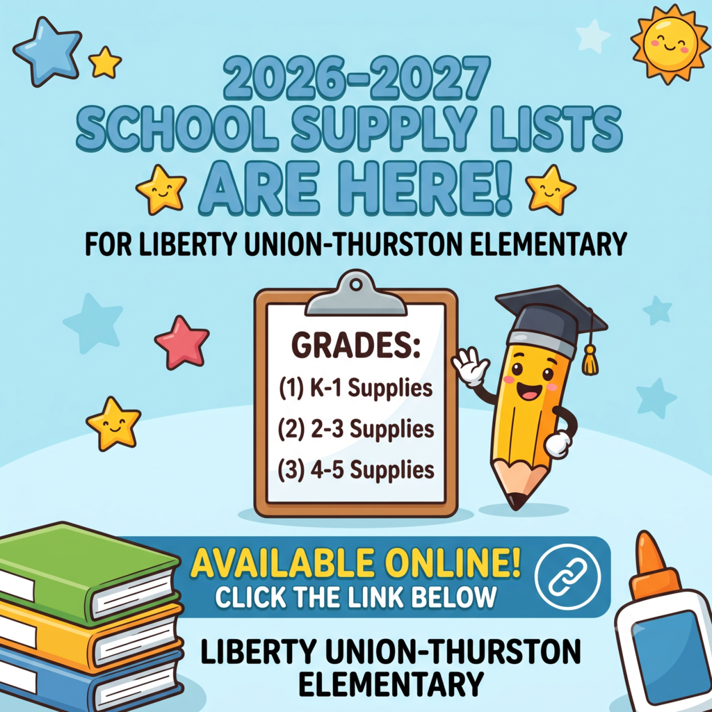 Fun graphic with pencil annoucing supply lists
