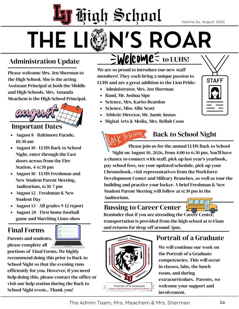 The Lion's Roar Newsletter, Vol2a, August2026