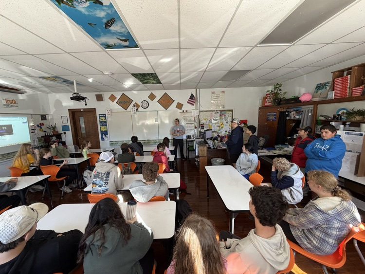 Mrs. Kassi Ramsey talking to LHS students about serving the Licking Community by participating in the GMA Pam Rack Pack’s Spooktacular Color Run on Friday, October 30. The funds raised will help local families fighting cancer.