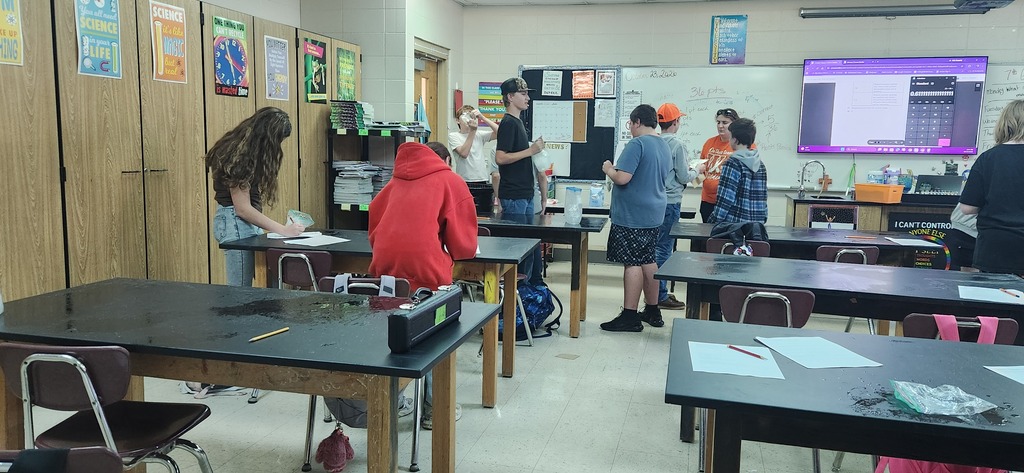 7th graders making ice cream in a bag.