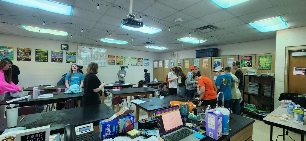 7th graders making ice cream in a bag.