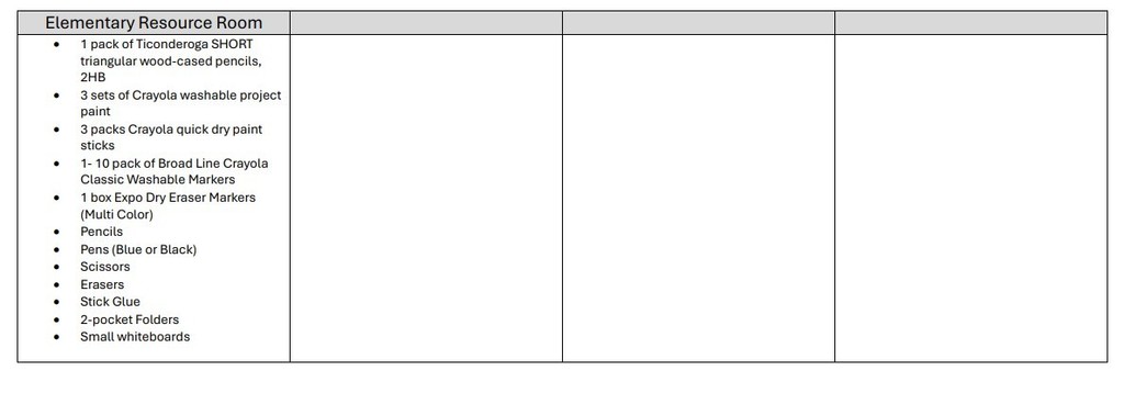 LPS Supply List 2025-26 Page 2
