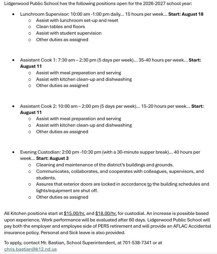 List of Open Positions
