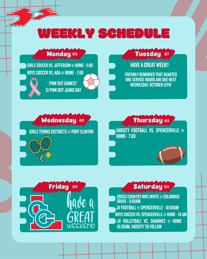 This week's schedule.