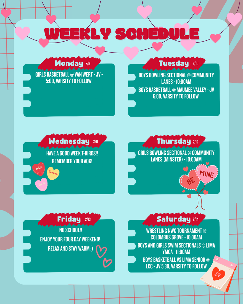 Schedule for the week of Feb 9