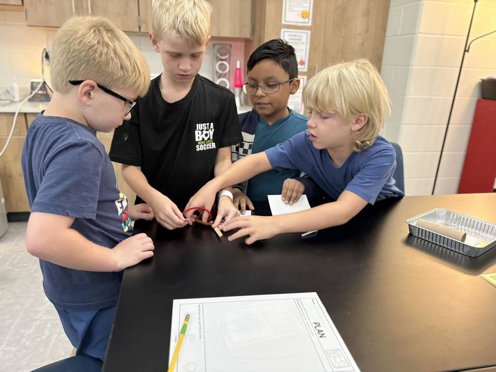Johnson Elementary students work to create a project