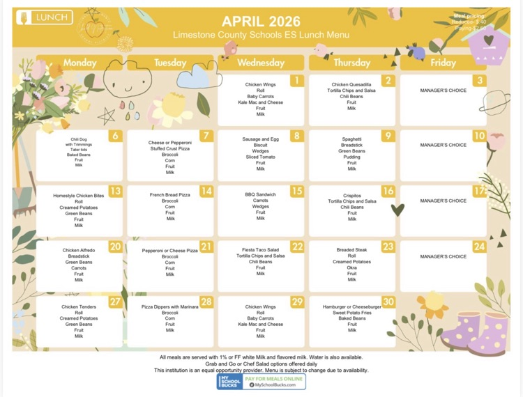 April Menus 