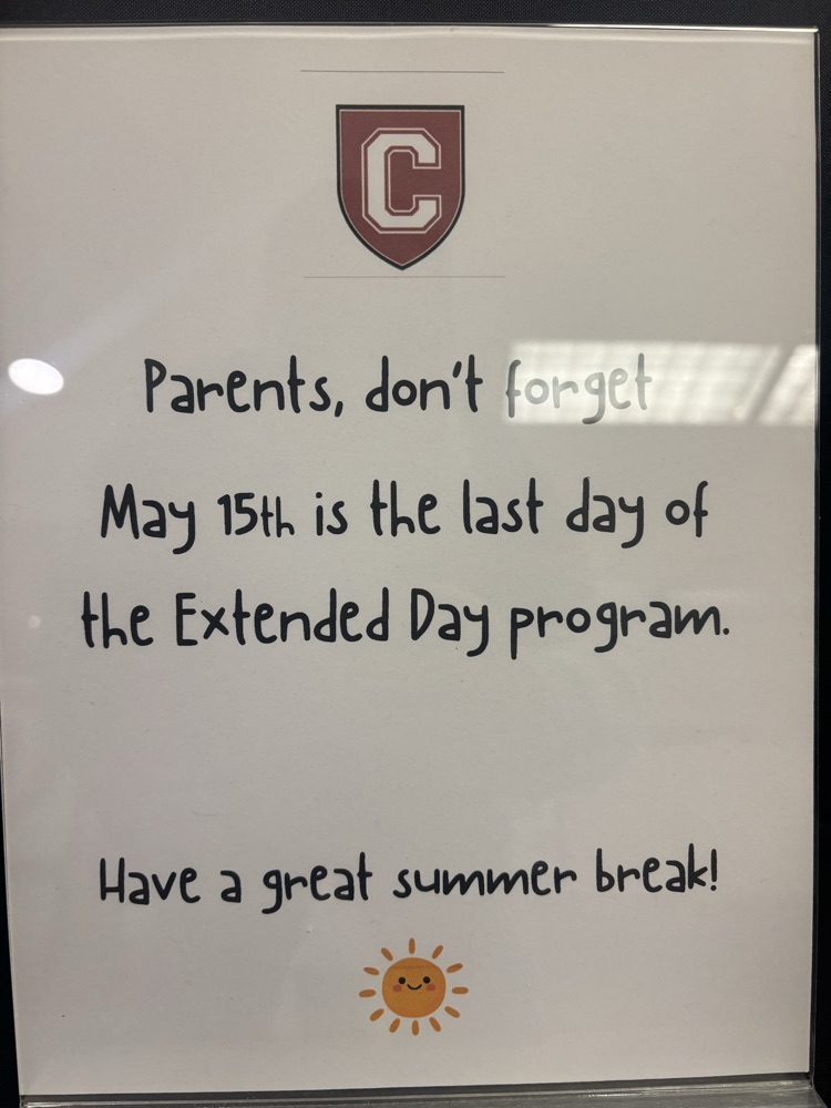 Do not forget that tomorrow, May 15th is the last day for Extended Day