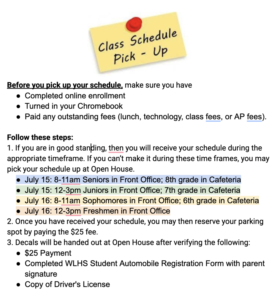 Class Schedule Update
