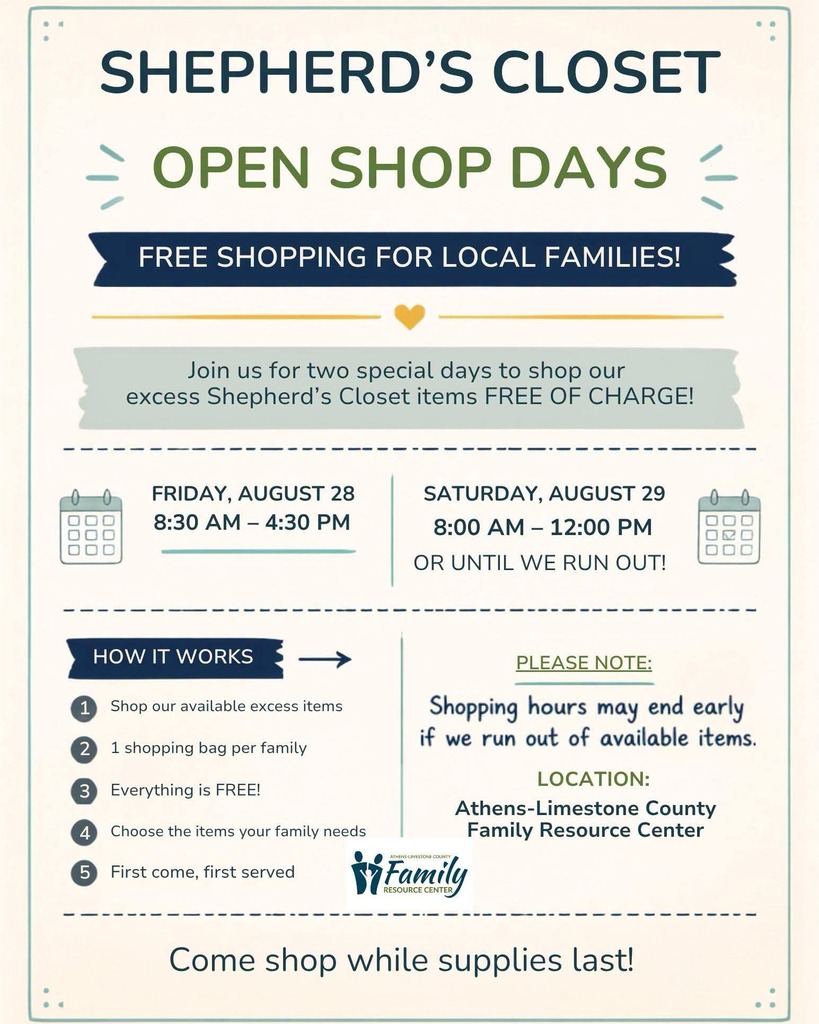 Shepherd's Closet open shop days 