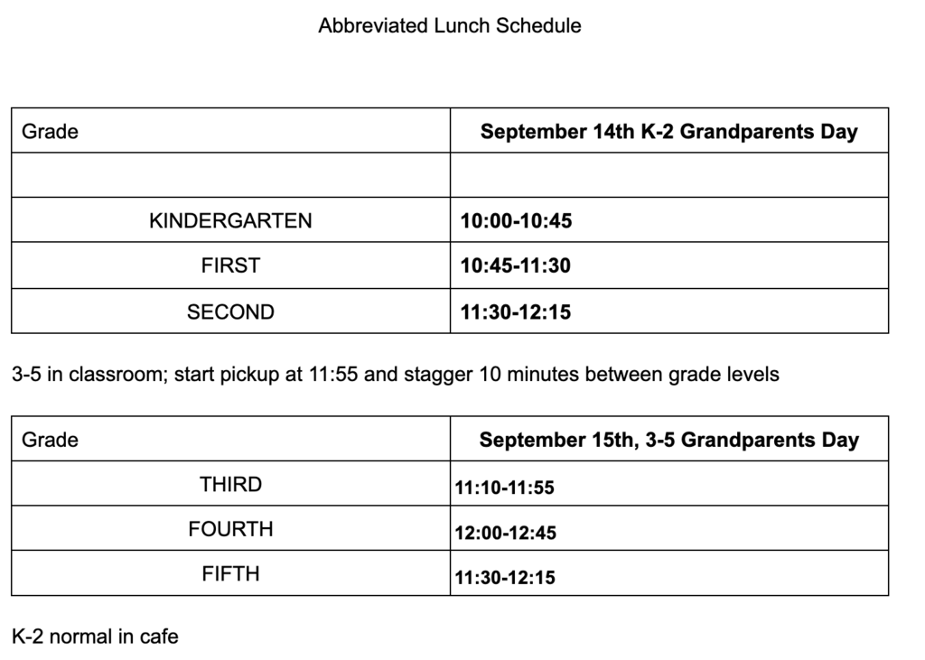 grandparents day lunch schedule