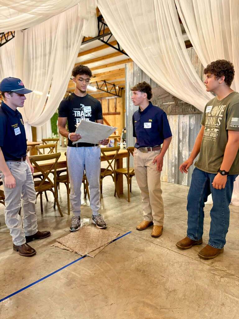 Limestone County FFA students participate in a teambuilding activity.