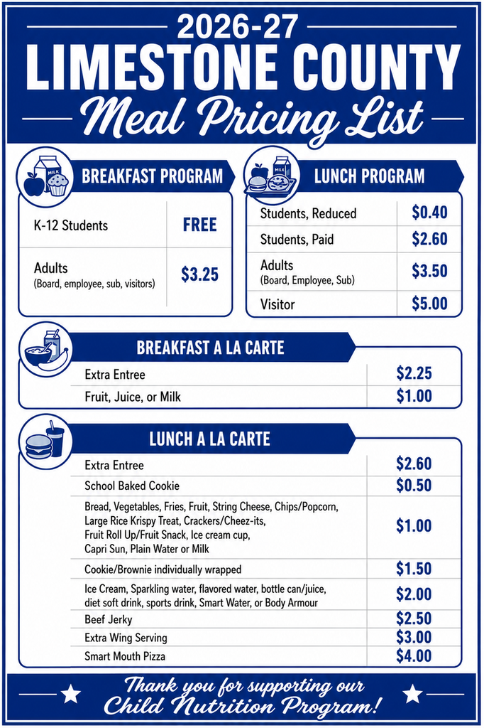 Meal Pricing List