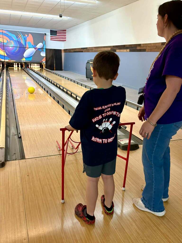 A Blue Springs student participates in Special Olympics bowing on Oct. 23.