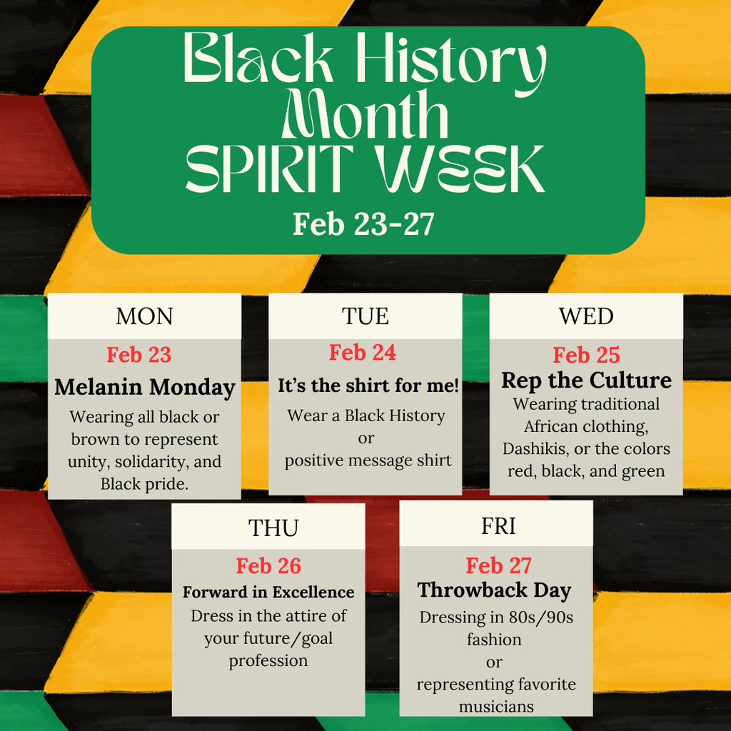 black history month spirit week in english