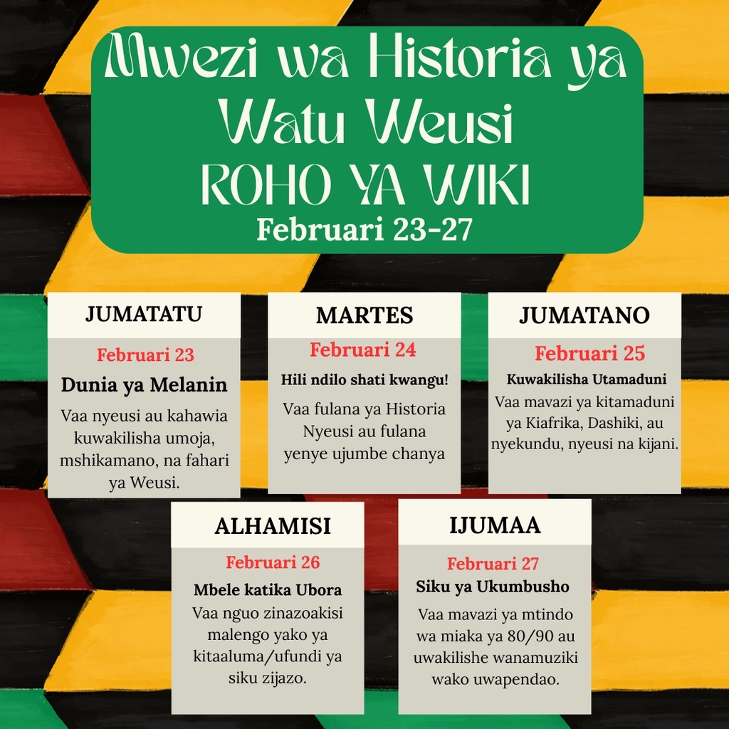 black history month spirit week in swahili