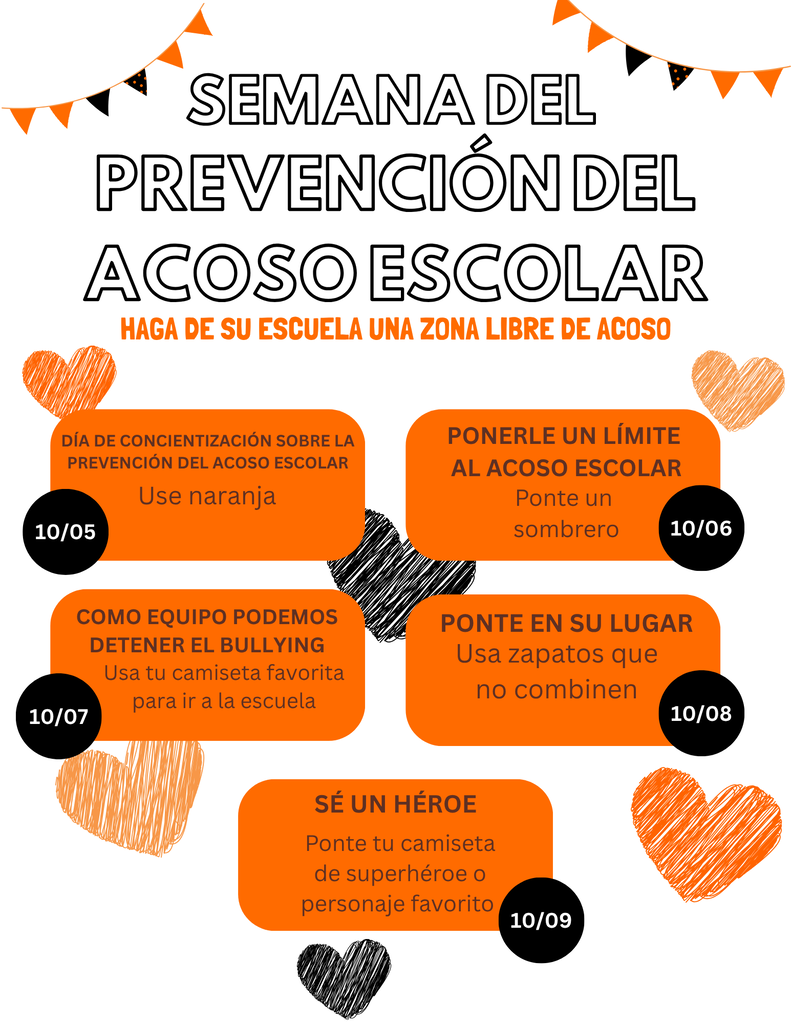 bully prevention spirit week - spanish