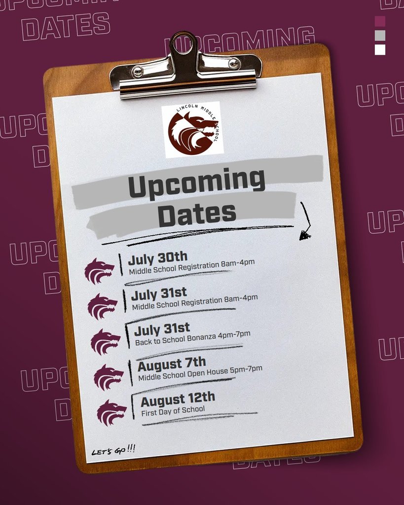 Upcoming Dates
