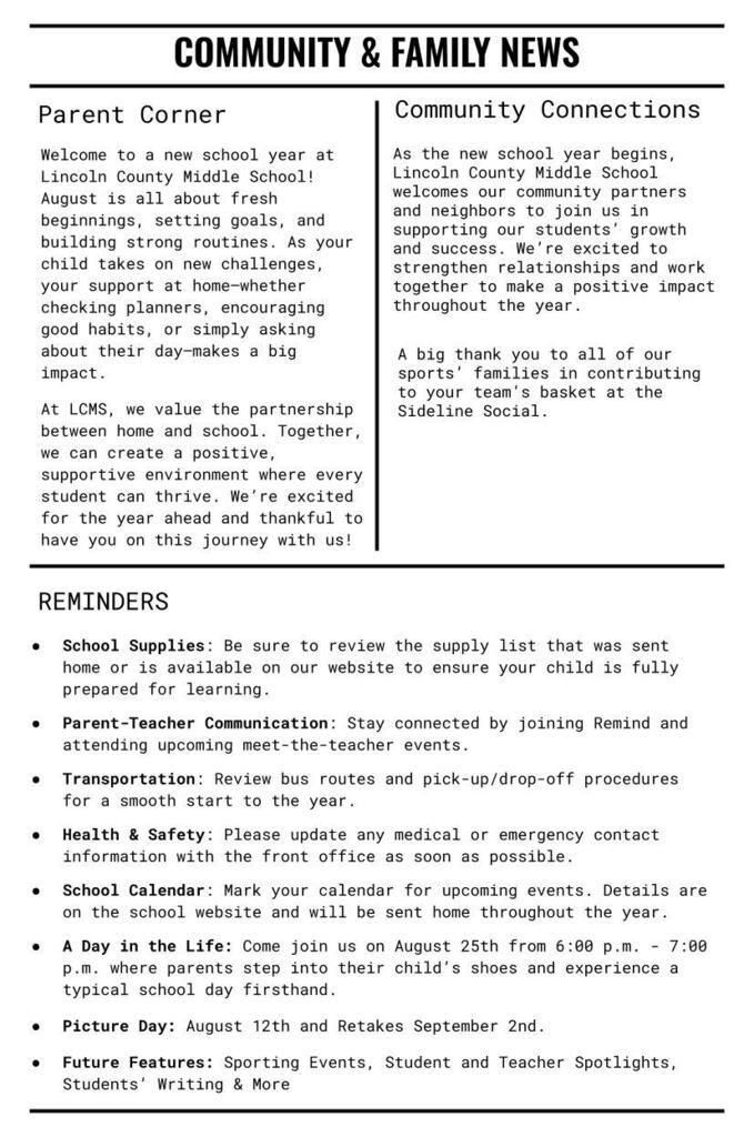 August Newsletter