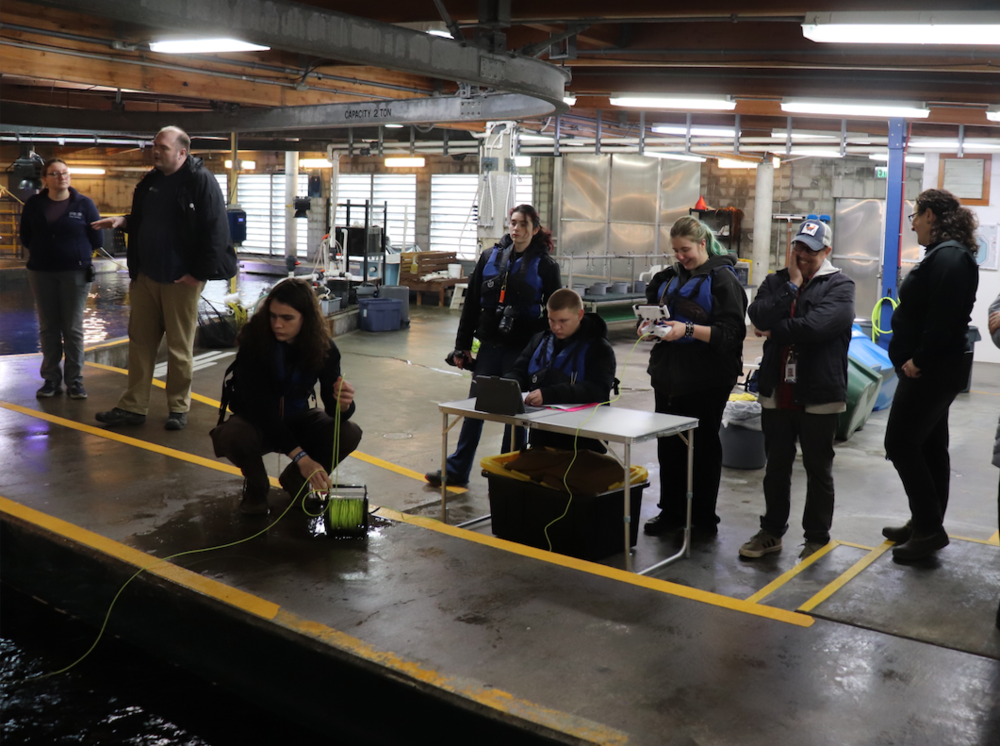 Students guide an underwater robot