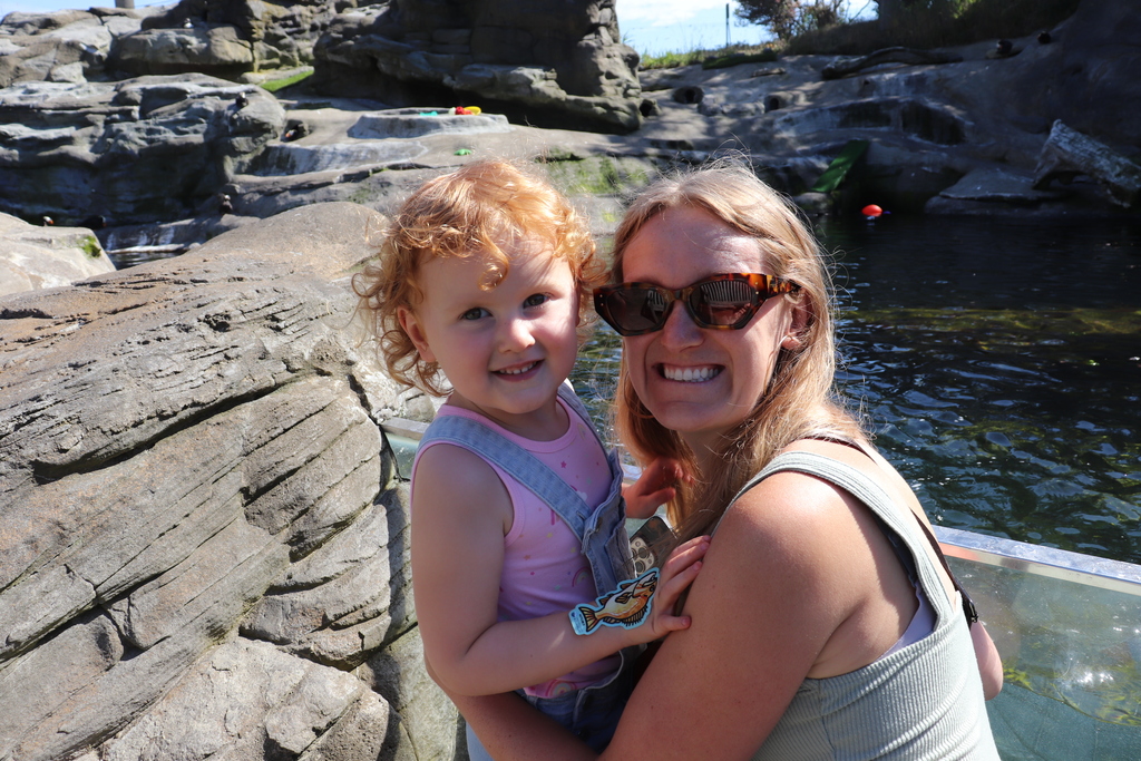 LCSD staff and her daughter in the aviary.