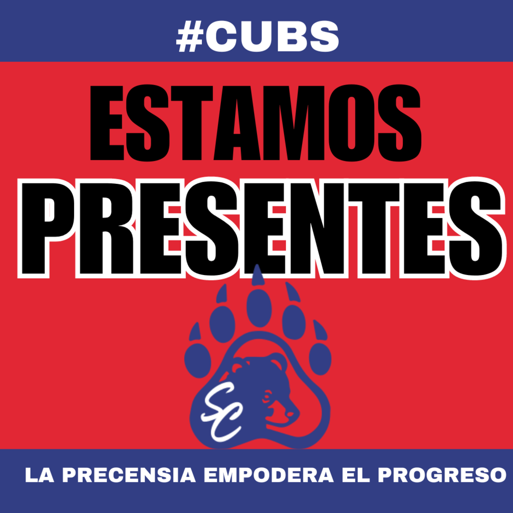 Graphic displaying message in Spanish about showing up