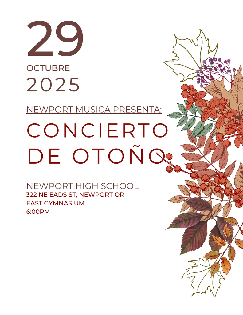 Concierto de otoño, el 29 de octubre, en la escuela secundaria de Newport