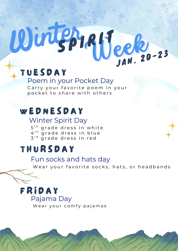 Flier in English explaining different spirit days