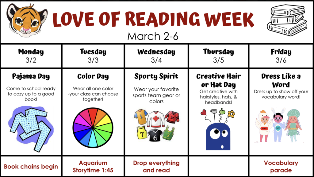 March 2-6: Spirit Week Infographic