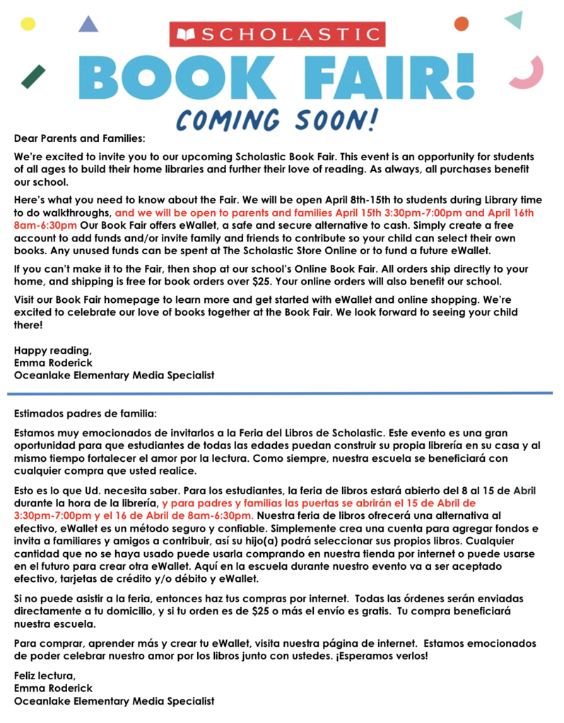 Book Fair Information Letter (Eng & Sp)