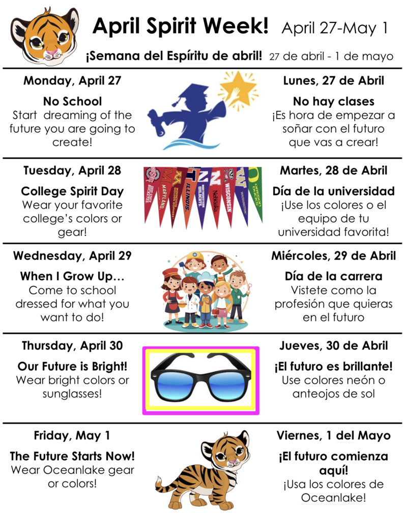 OLES Spirit Week Themed Days-infographic (Eng & Sp)
