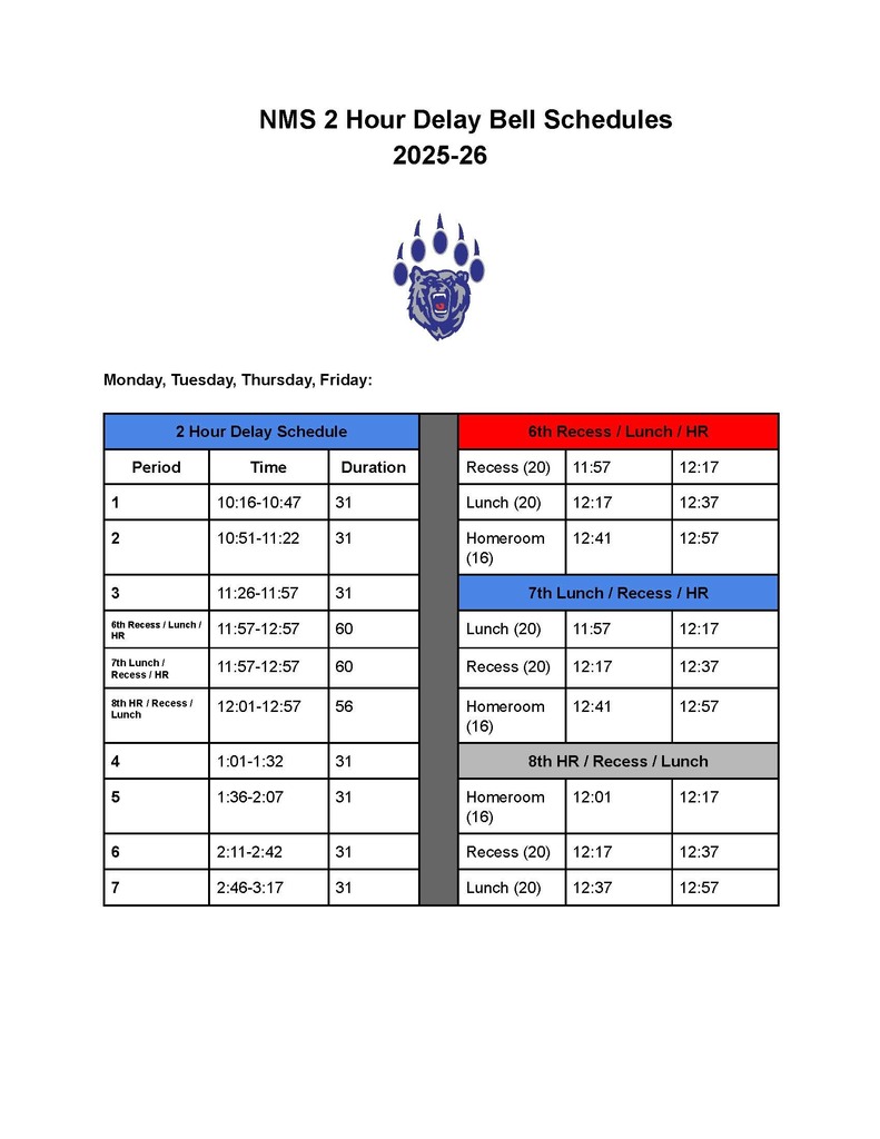 Red and blue schedule