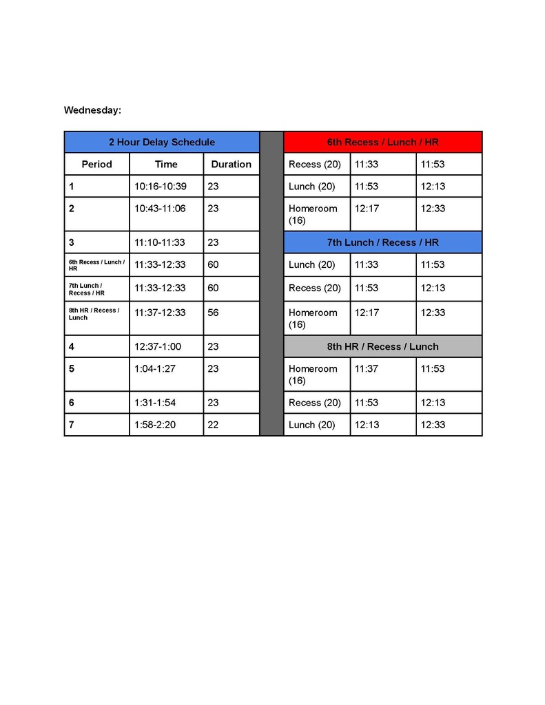 Red and blue schedule